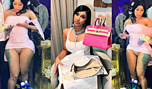 Cardi B por error enseña el toto tirando dinero a los strippers