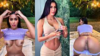 Dahyana Gaitan al aire libre haciendose tremenda paja