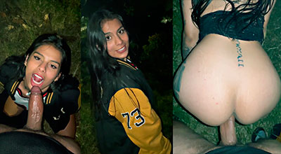 Esta puta singando duro con su chico al aire libre