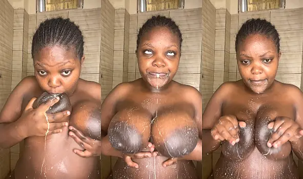 Busty ebony milks some gorgeous breasts