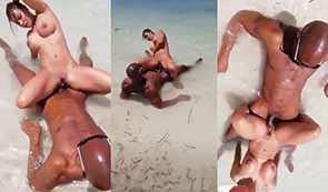 Colombina Polvito Con Negro Americano En La Playa
