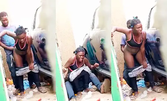 Haitiano Pillado Singando Con Su Negra Vagabunda En la Esquina