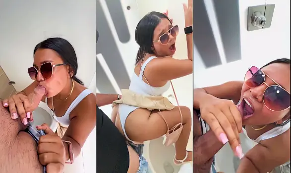 Colombiana Follando En El Baño Publico Y Se Toma Su Leche