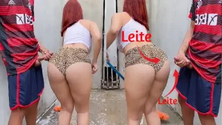 Pervertido olhando a bunda gorda da vizinha e se masturbando